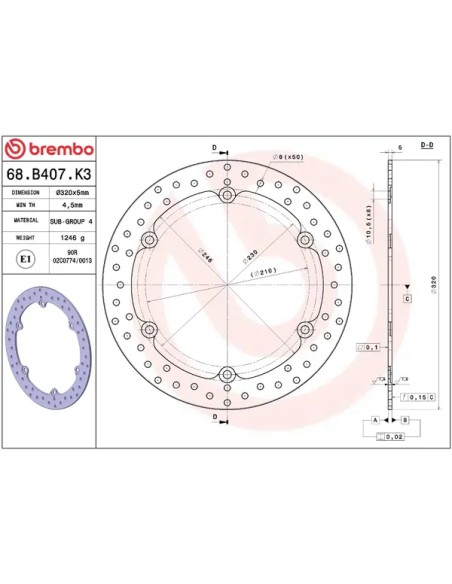 BREMBO Bremsscheiben - Detailansicht