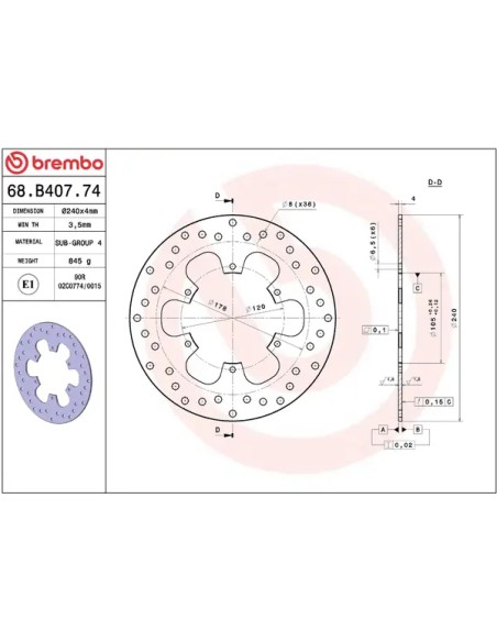 BREMBO Bremsscheiben - Detailansicht