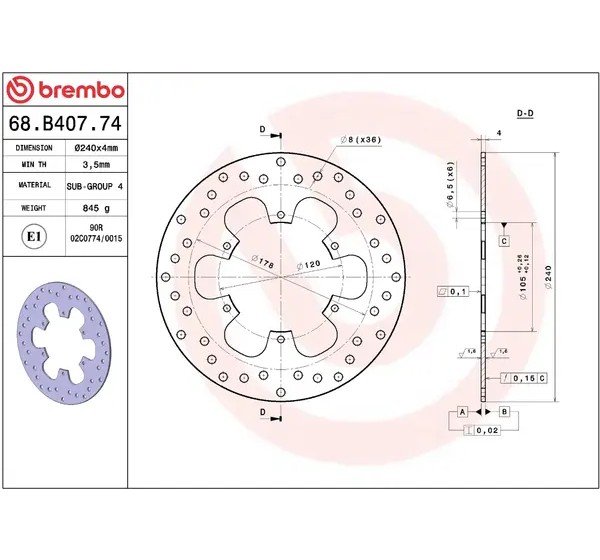 BREMBO Bremsscheiben - Detailansicht