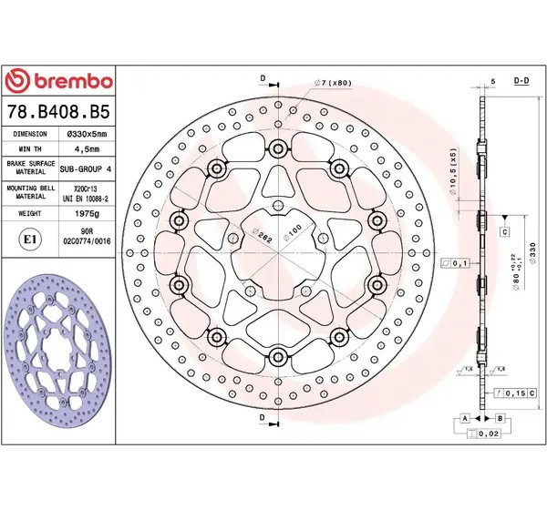 BREMBO Bremsscheiben - Detailansicht