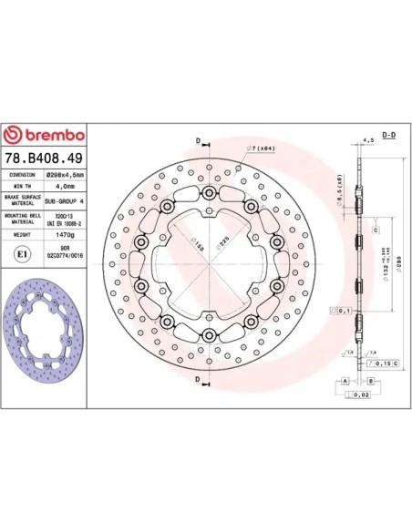 BREMBO Bremsscheiben - Detailansicht