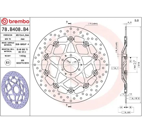 BREMBO Bremsscheiben - Detailansicht