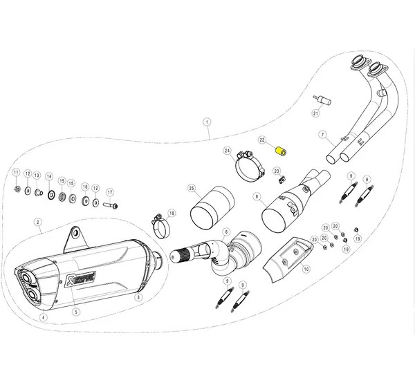 AKRAPOVIC Montagematerial & Zubehör für YAMAHA XP 560 T-Max ABS ab 2020