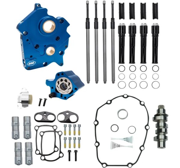 S&ampS CYCLE Ventilsteuerung - CAM CHEST KIT BLK PUSH TUBES