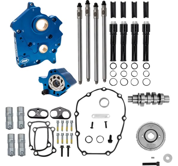 S&ampS CYCLE Ventilsteuerung - CAM CHEST KIT BLK PUSH TUBES