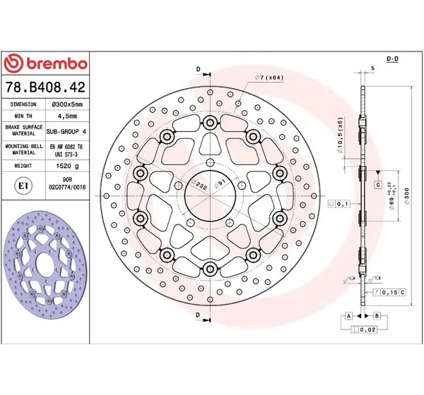 BREMBO Bremsscheiben - Detailansicht