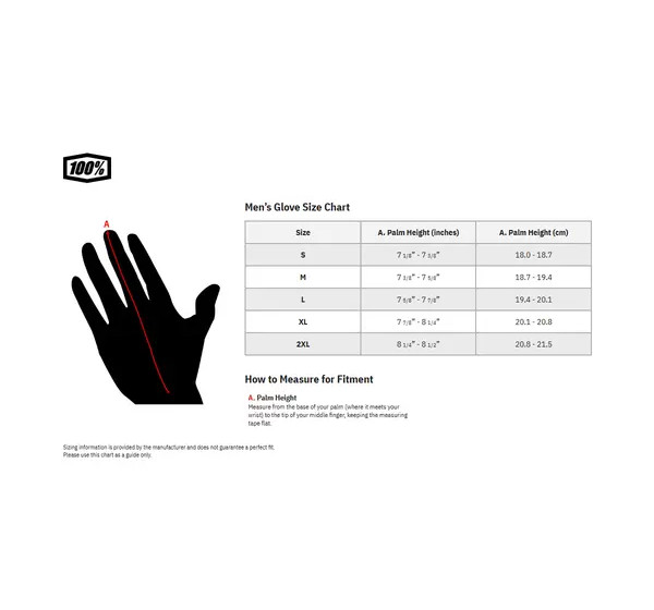 100% Handschuhe - Einbaubeispiel