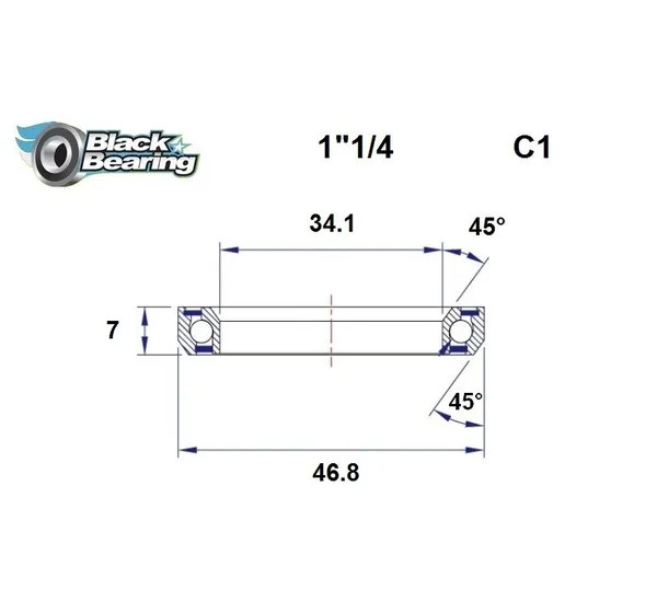 BLACK BEARING Headsets - HB 34.1X46.8X7MM 45°/45°
