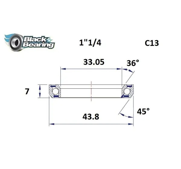 BLACK BEARING Headsets - HB 33.05X43.8X7MM 36°/45°