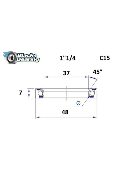 BLACK BEARING Headsets - HB 37X48X7MM 45°/90°