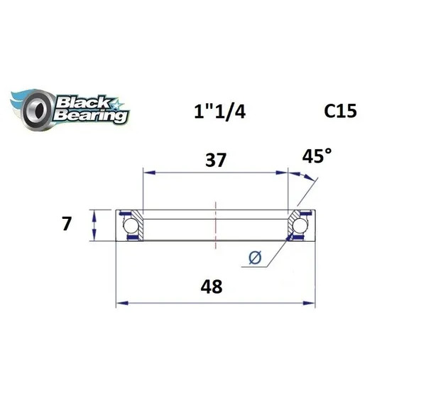 BLACK BEARING Headsets - HB 37X48X7MM 45°/90°