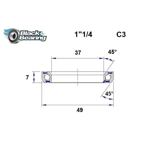 BLACK BEARING Headsets - HB 37X49X7MM 45°/45°