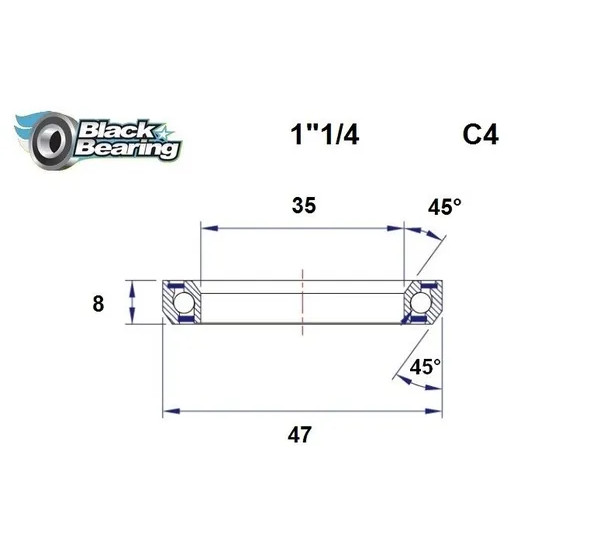 BLACK BEARING Headsets - HB 35X47X8MM 45°/45°