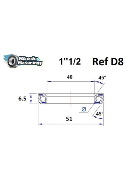 BLACK BEARING Headsets - HB 40X51X6.5MM 36°/45°