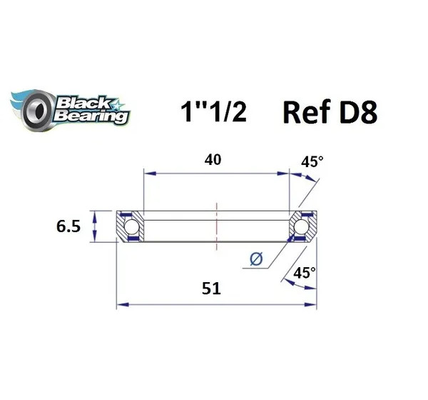 BLACK BEARING Headsets - HB 40X51X6.5MM 36°/45°