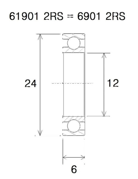 BLACK BEARING Umlenkung & Lager - BEARING B5 12X24X6MM