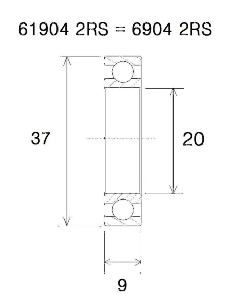 BLACK BEARING Umlenkung & Lager - BEARING B5 20X37X9MM