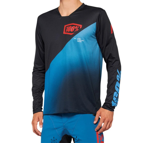 100% Jerseys - JERSEY R-CORE X LS BK/BL L