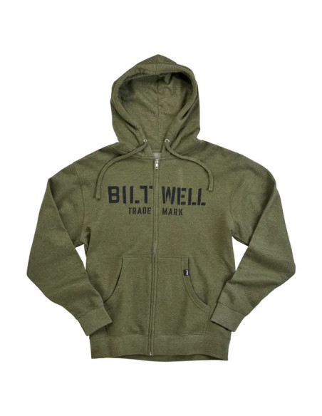 BILTWELL Hoodies, Sweatshirts & Jacken - HOODIE STENCIL ZIP OLIVE SM