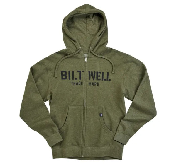 BILTWELL Hoodies, Sweatshirts & Jacken - HOODIE STENCIL ZIP OLIVE SM