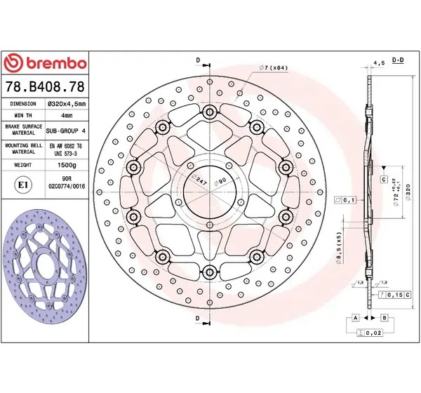 BREMBO Bremsscheiben - Detailansicht