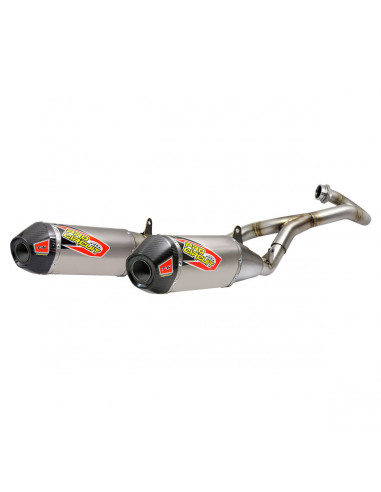 PRO CIRCUIT AUSPUFFANLAGE T-6 EURO DUAL STAINLESS MIT TITANIUM SCHALLDÄMPFERGEHÄUSE UND CARBONENDKAPPE