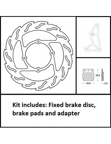 MOTO-MASTER BREMSSET FLAMMENFESTE SCHEIBE 260 MM BREMSBELÄGE HALTERUNG VERSCHIEBEN