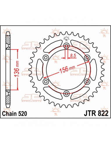 JT SPROCKETS R822.41 HINTERES ERSATZKETTENRAD 41 ZÄHNE 520 TEILUNG NATUR C49 KOHLENSTOFFREICHER STAHL Bild 2 JT SPROCKETS R822.41 HINTERES ERSATZKETTENRAD 41 ZÄHNE 520 TEILUNG NATUR C49 KOHLENSTOFFREICHER STAHL Bild 2