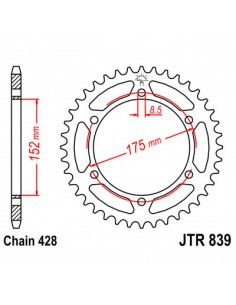 JT SPROCKETS R839.51 HINTERES ERSATZ KETTENRAD 51 ZÄHNE 428 PITCH BLACK C49 HIGH CARBON STEEL