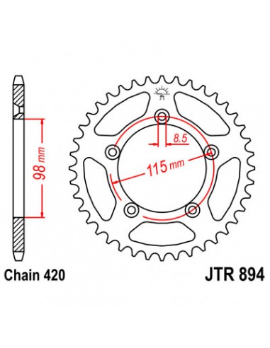 JT SPROCKETS R894.48ZBK HINTEN KETTENRAD 48 ZÄHNE 420 PITCH BLACK C49 HIGH CARBON STEEL