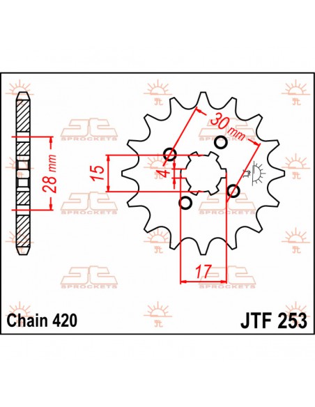 JT SPROCKETS F253.12 VORDERES ERSATZ KETTENRAD 12 ZÄHNE 420 TEILUNG NATURSTAHL Bild 2