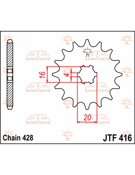 JT SPROCKETS F416.13 FRONTERSATZ KETTENRAD 13 ZÄHNE 420 TEILUNG NATURSTAHL Bild 2