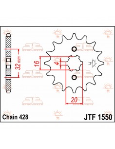 JT SPROCKETS F1550.14 VORDERES ERSATZ KETTENRAD 14 ZÄHNE 428 PITCH NATÜRLICHE CHROMOLY STAHLLEGIERUNG 2