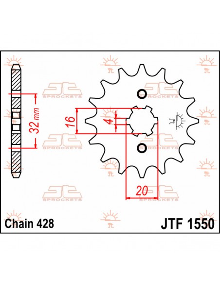 JT SPROCKETS F1550.14 VORDERES ERSATZ KETTENRAD 14 ZÄHNE 428 PITCH NATÜRLICHE CHROMOLY STAHLLEGIERUNG Bild 2