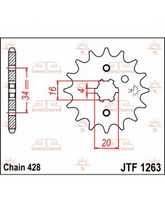 JT SPROCKETS F1263.17 VORDERES ERSATZ KETTENRAD 17 ZÄHNE 428 PITCH NATÜRLICHE CHROMOLY STAHLLEGIERUNG 2