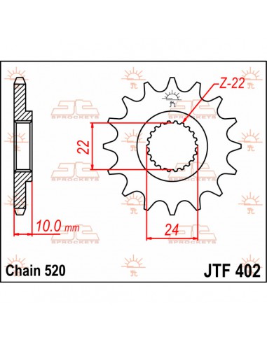 JT SPROCKETS F402.13 VORDERES ERSATZ KETTENRAD 13 ZÄHNE 520 PITCH NATÜRLICHE CHROMOLY STAHLLEGIERUNG