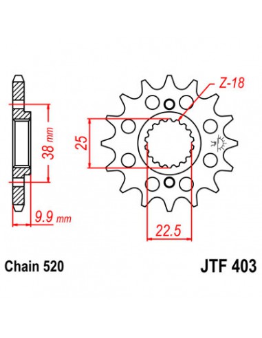 JT SPROCKETS F403.14 VORDERES ERSATZ KETTENRAD 14 ZÄHNE 520 TEILUNG NATUR SCM420 CHROMOLY STAHLLEGIERUNG