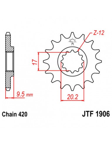 JT SPROCKETS F1906.15 VORDERES ERSATZ KETTENRAD 15 ZÄHNE 420 TEILUNG NATUR SCM420 CHROMOLY STAHLLEGIERUNG