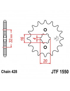 JT SPROCKETS F1550.15 VORDERES ERSATZ KETTENRAD 15 ZÄHNE 428 TEILUNG CHROMOLYBDÄNSTAHL NATUR