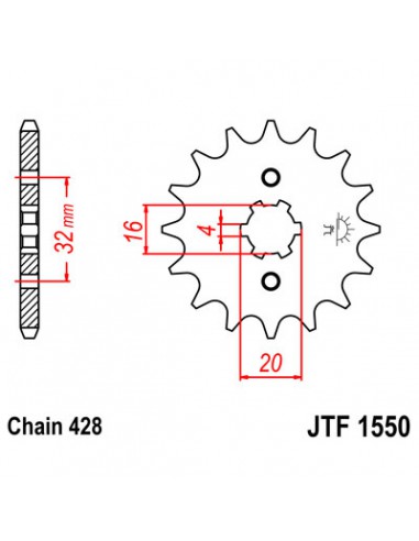 JT SPROCKETS F1550.15 VORDERES ERSATZ KETTENRAD 15 ZÄHNE 428 TEILUNG CHROMOLYBDÄNSTAHL NATUR